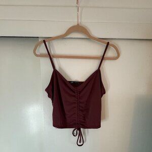 Zara Burgundy Cropped Ruched Drawstring Tank Top *Excellent Condition*